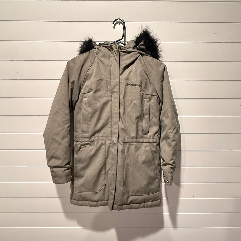 Columbia Nordic Strider Girls Parka M 10/12 Olive Green Omni-Heat Winter Jacket